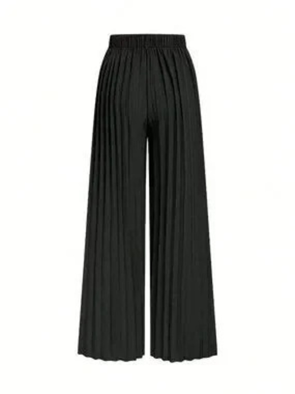 Black Elegant Women's Minimalist Pleated Casual Pants - Picture 2 of 7